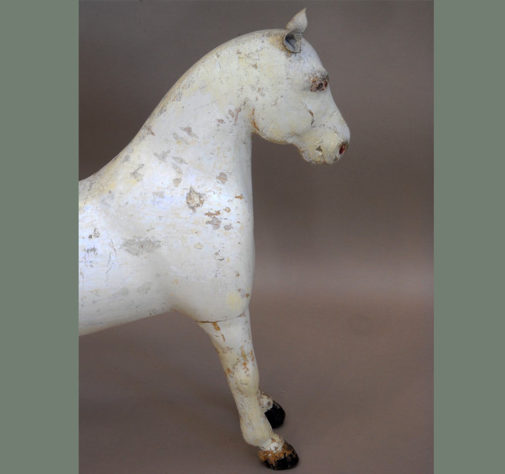 Swedish Wooden Horse with Leather Ears For Sale
