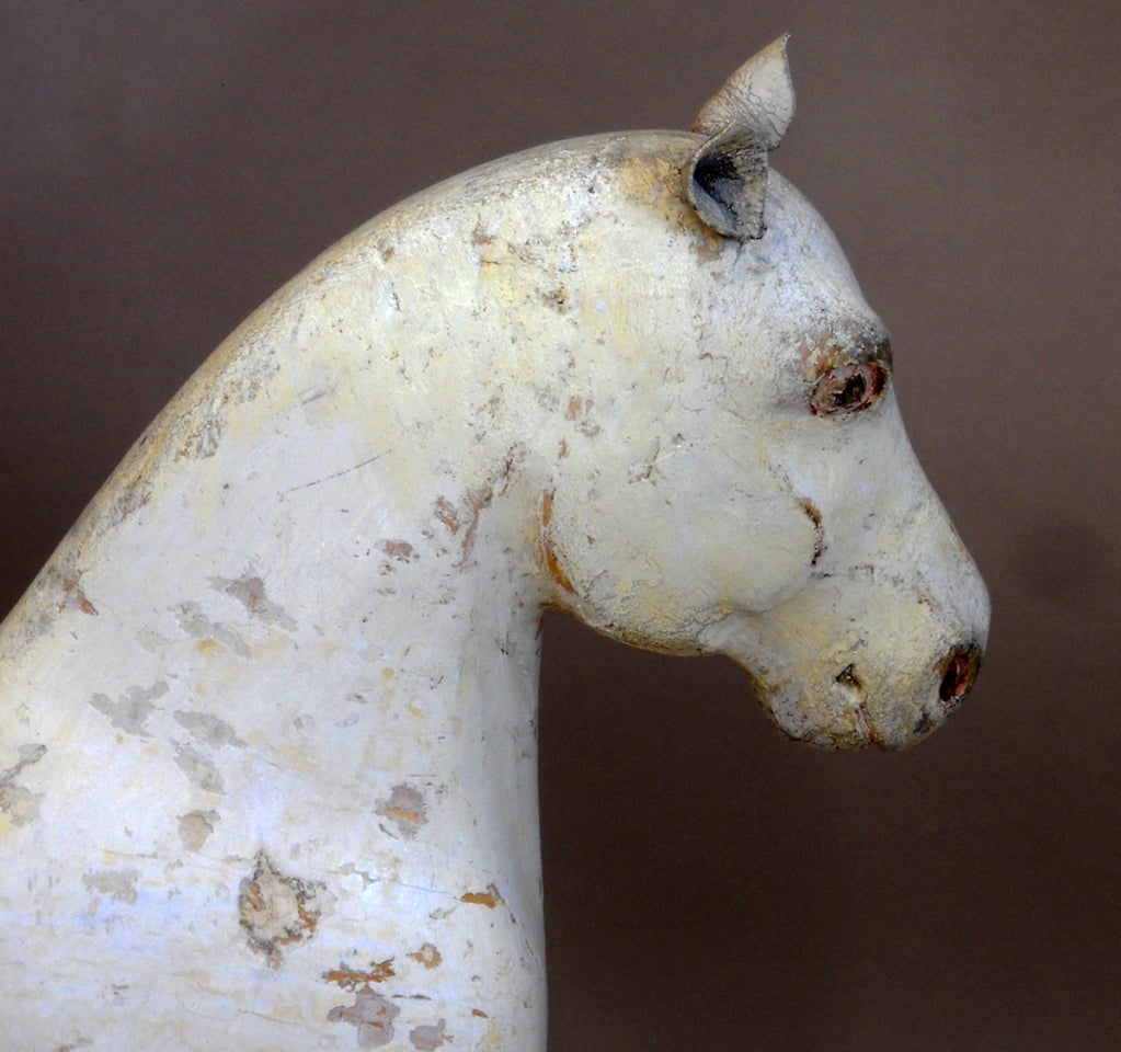 19th Century Wooden Horse with Leather Ears For Sale