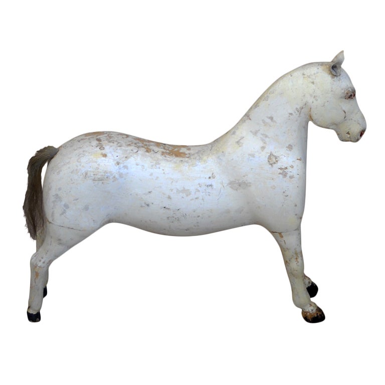 Wooden Horse with Leather Ears For Sale