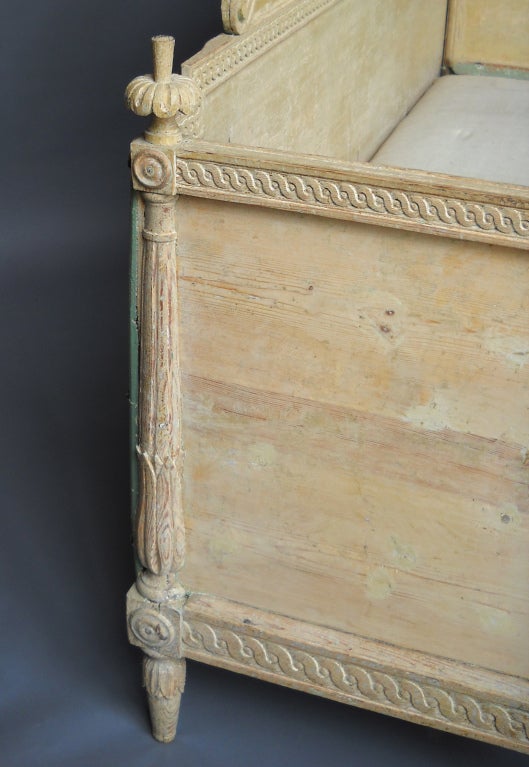 18th Century and Earlier Period Gustavian Sofa with Carved Detail
