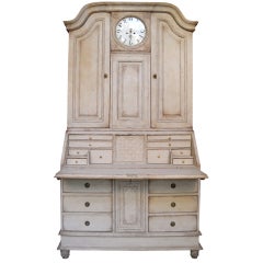 Antique Swedish Secretary with Clock