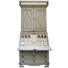 Period Gustavian Secretary with Pierced Cornice