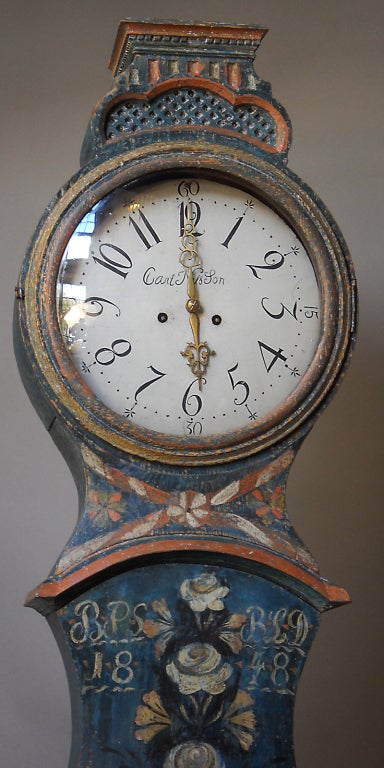 Carved Swedish Tall Case Clock by Carl Nilsson