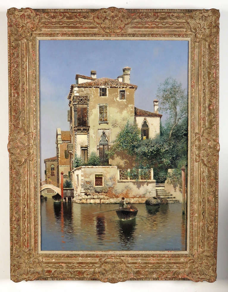Henry Pember Smith
American, 1854-1907
Venetian Scene

Oil on canvas
28 by 20 in.  W/frame 35 by 27 in.
Signed lower right

A specialist in marine and landscape views, Henry Pember Smith was born in Waterford, Connecticut in 1854. Little is
