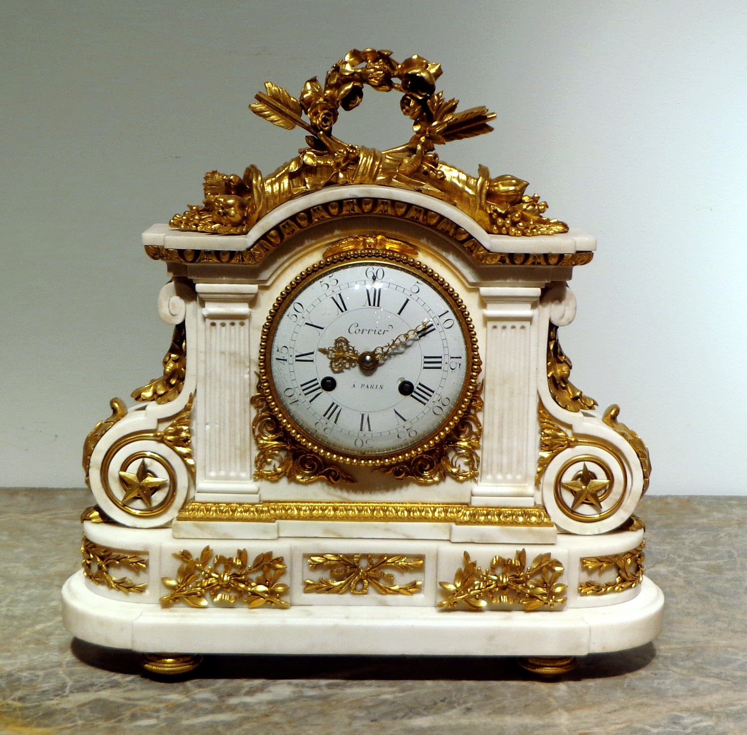 A Fine Louis XVI  Marble & Gilt Bronze Clock by Jean Corrier 