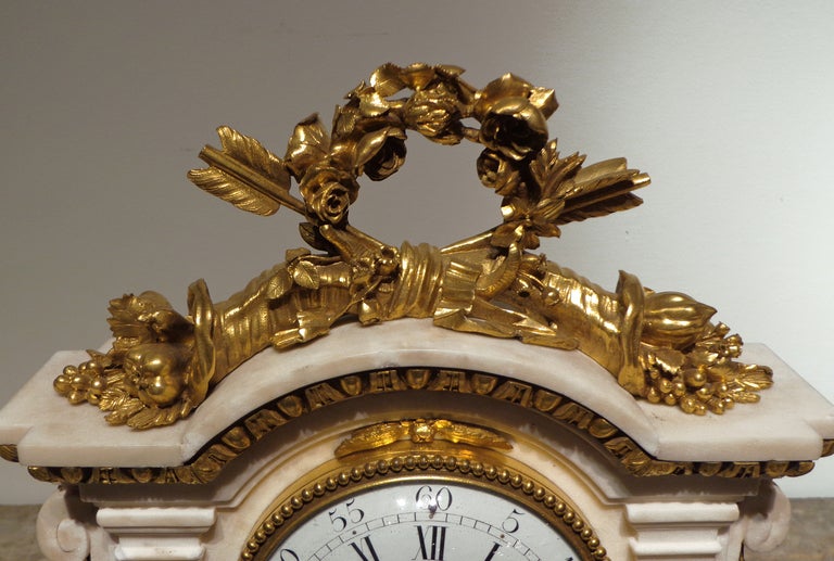 French A Fine Louis XVI  Marble & Gilt Bronze Clock by Jean Corrier  For Sale