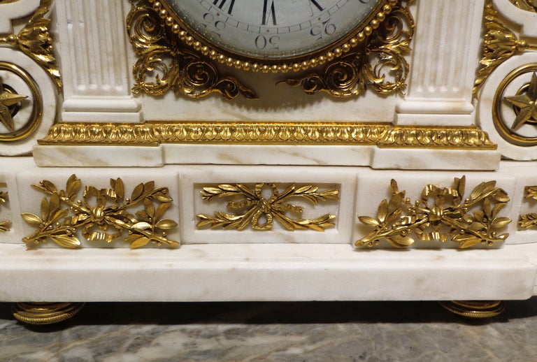 A Fine Louis XVI  Marble & Gilt Bronze Clock by Jean Corrier  In Excellent Condition For Sale In Sheffield, MA