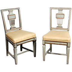 Pair of Neoclassic Painted and Parcel-Gilt Chairs, 19th Century