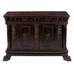 Antique An Italian Walnut & Veneer Credenza 