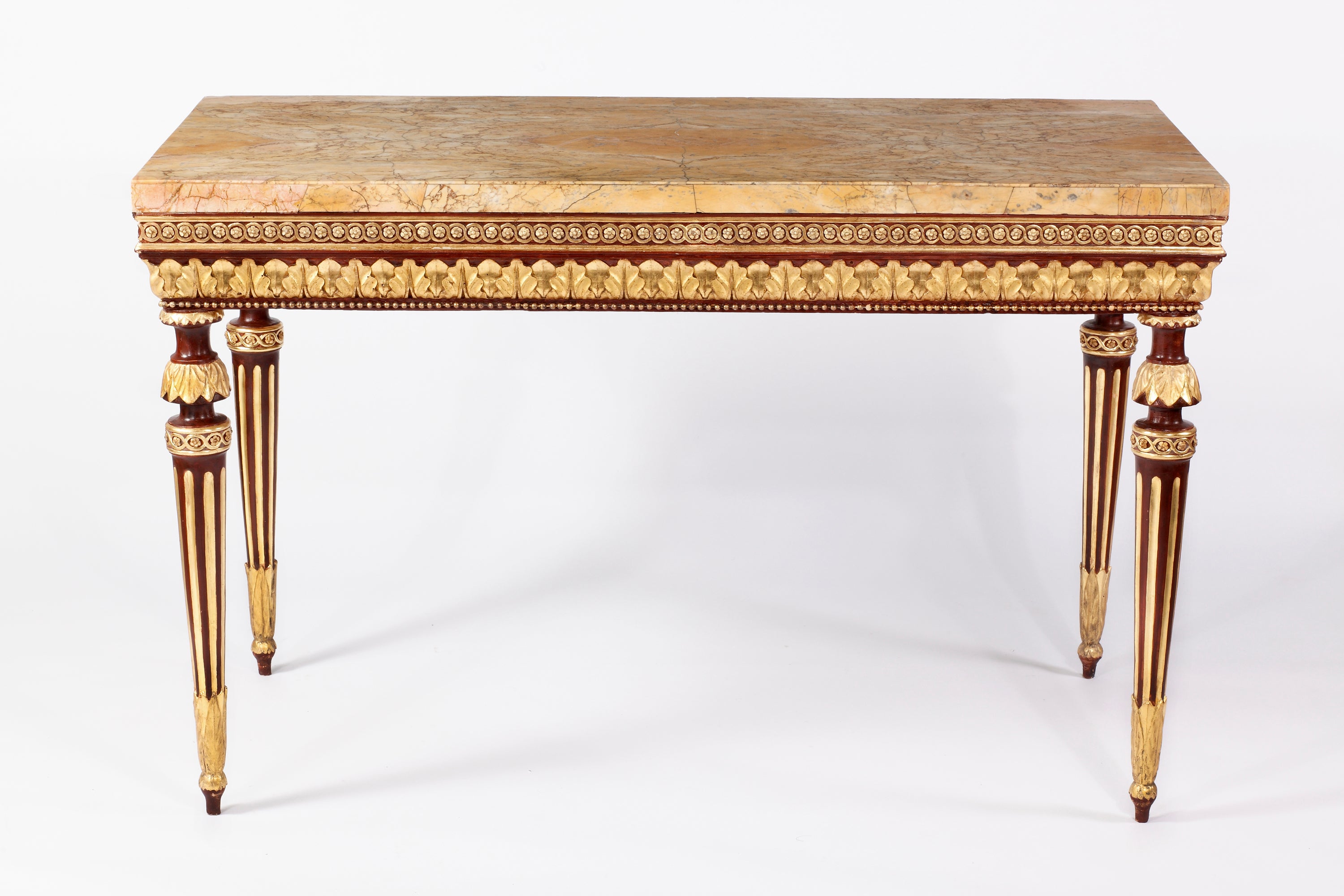 An Important Neoclassical Lacquered & Parcel Gilt Console