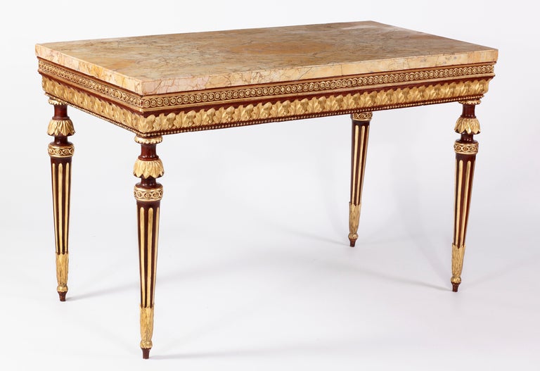 Italian An Important Neoclassical Lacquered & Parcel Gilt Console For Sale