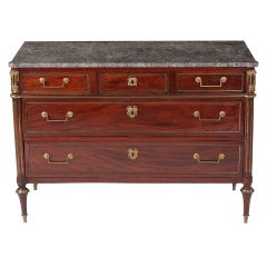 A Louis XVI Bronze Mounted Mahogany Commode