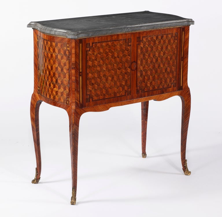 French A Louis XV Ormolu mounted Tulipwood, Kingwood & Parquetry Collectors Cabinet  For Sale
