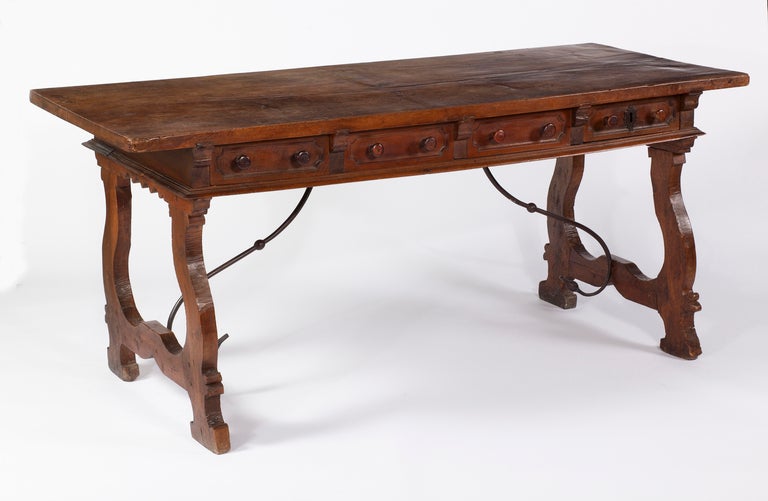 An Italian Baroque Walnut Center Table, 17th Century