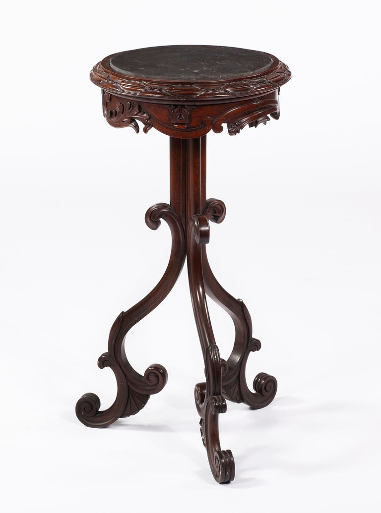 An American Carved Walnut Stand
With Marble Top
Mid 19th Century 

The circular top carved with foliage with a marble insert on a tripod base ending in scrolled feet

Height 34 in.  Diameter 17 in.

Private Collection, Boston, MA.
Le Trianon Fine