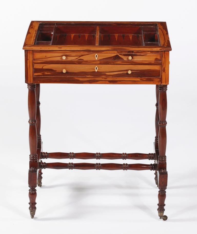 A Fine Regency Calamander, Mahogany, & Satinwood “Tric Trac” Table In Excellent Condition In Sheffield, MA