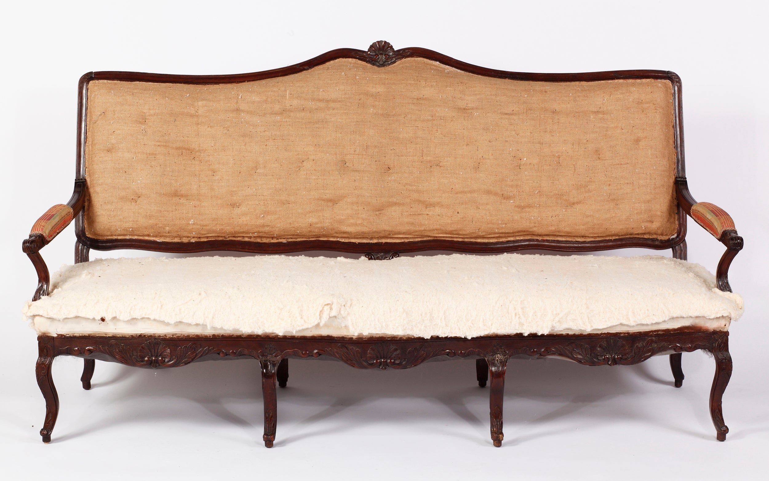 A Regence Carved Stained Beechwood Canapé, 18th Century