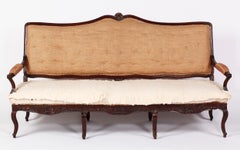 Canapè Regence in legno di faggio intagliato e colorato, XVIII secolo