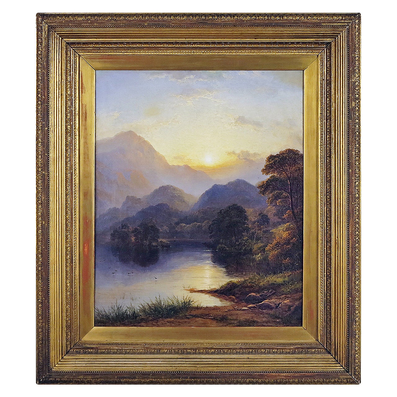 Loch Achray and Ben Venue Sunset Painting by George Blackie Sticks