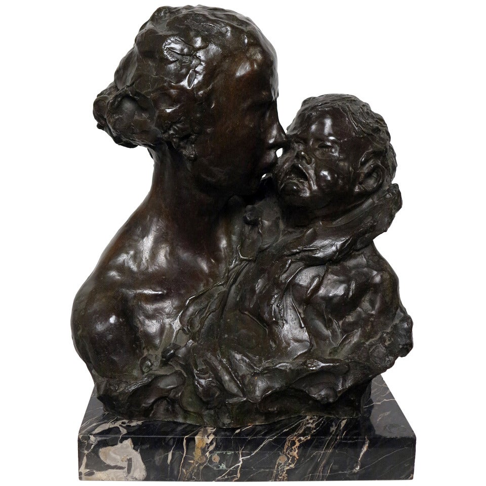 Sculpture en bronze, "Maternite" d'Alfredo Pina