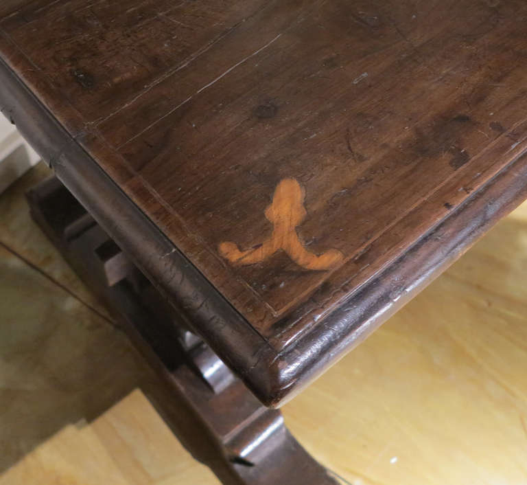 18th Century and Earlier An Italian Walnut Baroque Writing/Center Table, 17th Century & later