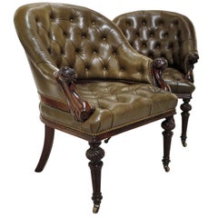 Exceptional and Rare Pair of Mahogany Armchairs, circa 1835