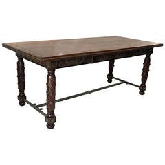 Exceptional and Rare Medieval Style Center Library Table