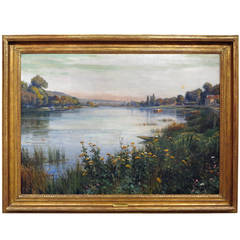 extensive landscape view of " La Seine Près de Paris " by Louis Aston Knight 9