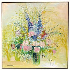 Retro Vase de Fleurs Painting by Michel Henry