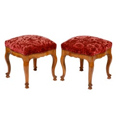 A Fine Pair of Continental Walnut Stools Possibly French, 19th Century
