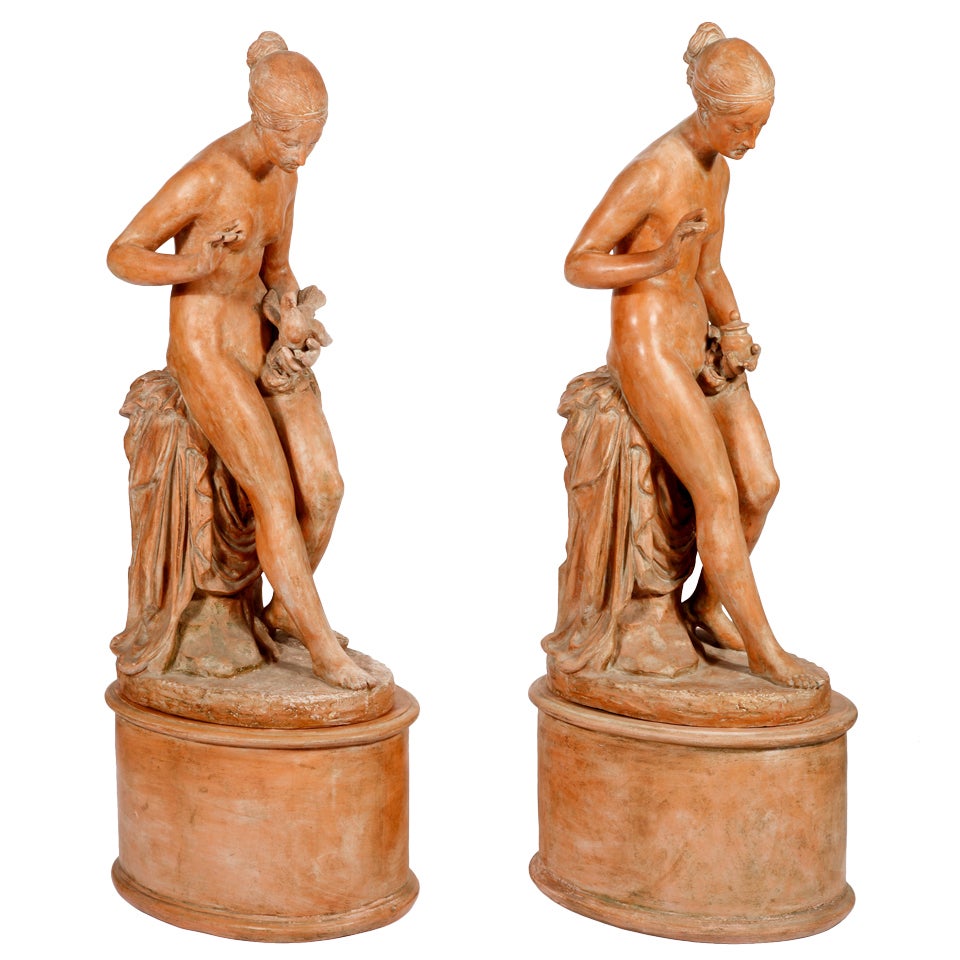 Two Allegorical Figures by Ezio Ceccarelli, Italian, 1865-1929