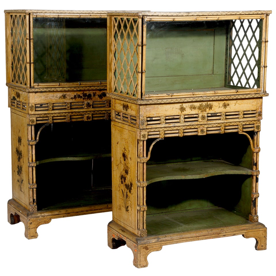 A Pair of Regency Japanned Display Cabinets Provenance: Doris Duke Collection For Sale