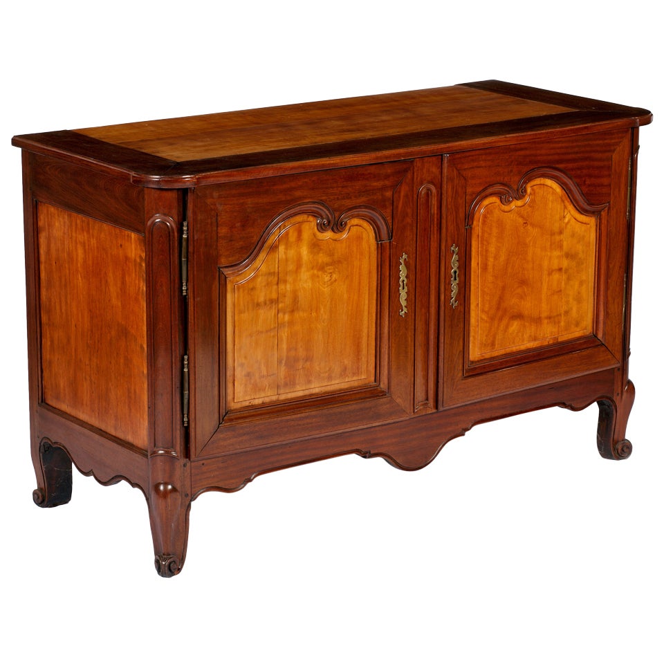 A Louis XV Mahogany Buffet with Bois Citronnier Panels For Sale
