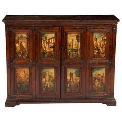 Used A Spanish Baroque Style Credenza With Inserted Polychromed Panels