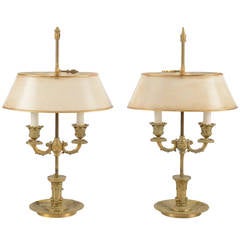 Fine Pair of French Gilt Bronze Bouillotte Lamps, 19th Century 6