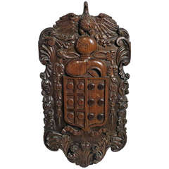 Carved Walnut Coat of Arms, 18th Century 1