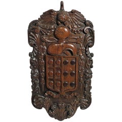 Carved Walnut Coat of Arms, 18th Century