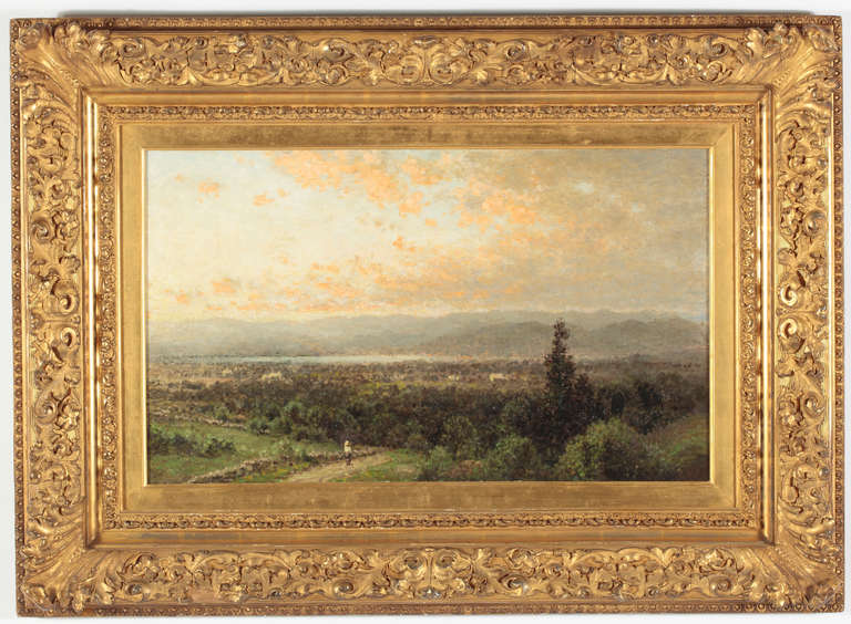 John Bunyan Bristol
American, 1826-1909
Hackensack Valley
Circa 1905

Oil on canvas
18 by 30 in.  W/frame 31 by 43 in.

John Bunyan Bristol, N.A., landscape-painter, was born in Hillsdale, New York, March 14, 1826.  His early life was a struggle