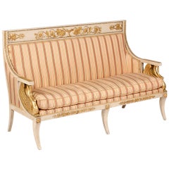 An Important Italian Neoclassical Painted & Parcel Gilt Canapé