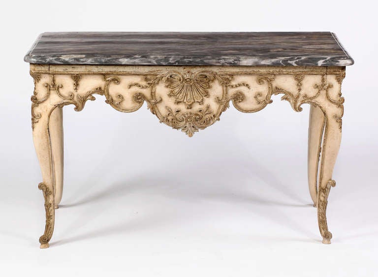 French A Very Fine Regence Polychrome Console Table, First Quarter of the 18th Century For Sale