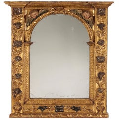 A Baroque Giltwood & Polychrome Frame / Mirror, Late 17th Century 8