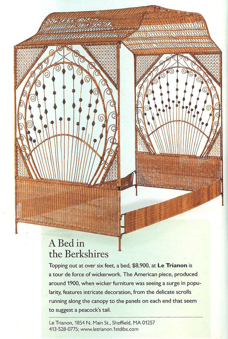 American A Fine Decorated Wicker Canope Bed, featured in Architectural Digest
