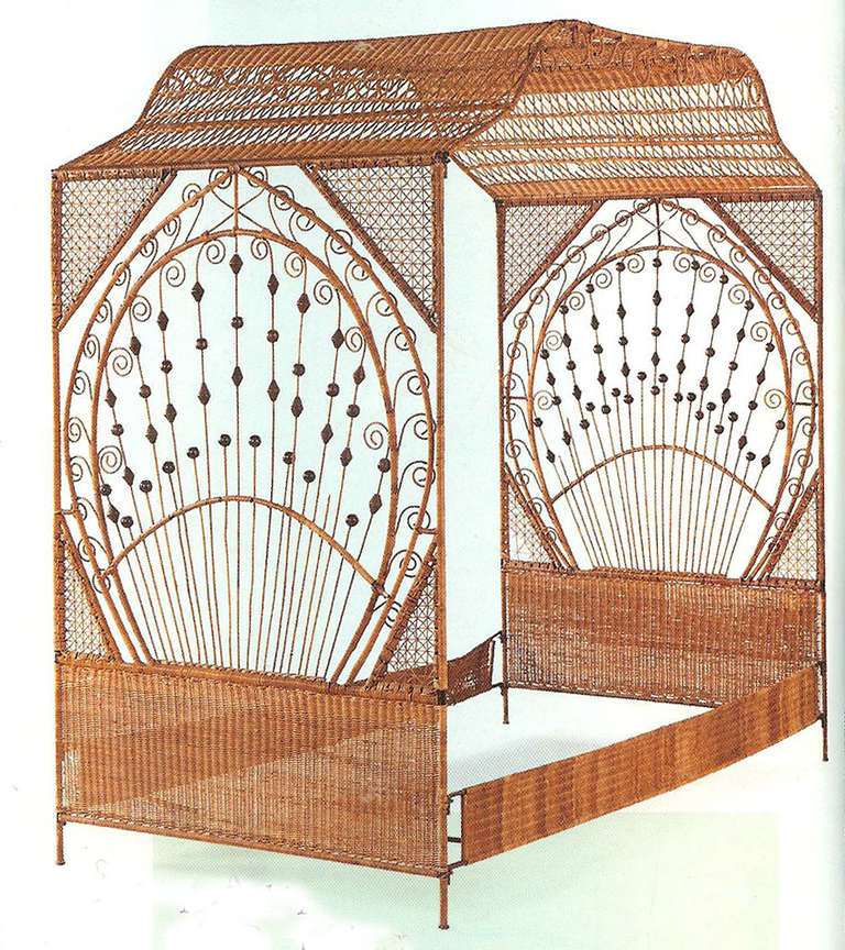 A Fine wicker canope bed with various decorations throughout, featured in Architectural Digest.
Circa 1900