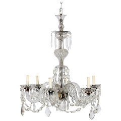 A Fine Georgian Crystal & Brass Six Light Chandelier, 19th Century