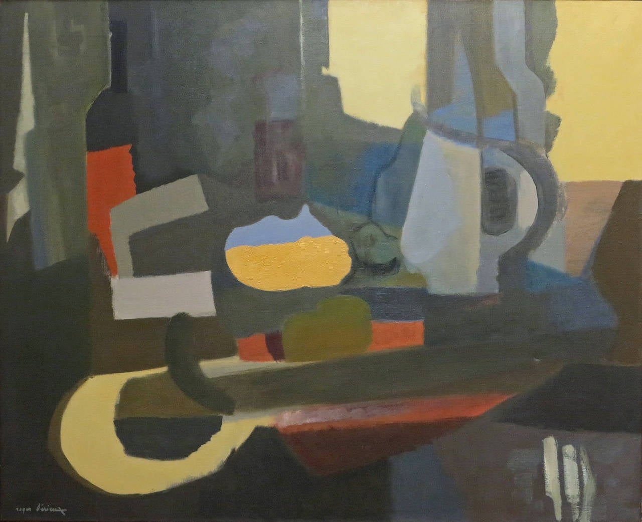 Roger Derieux
Francés, B.1922-
La Bouteille de Vin

Óleo sobre lienzo
32 por 39 pulg. Con marco 33 por 40 pulg.
Firmado abajo a la derecha

Biografía:
Roger nació en París en 1922, después de haber vivido y trabajado en París y la Ardèche, Roger