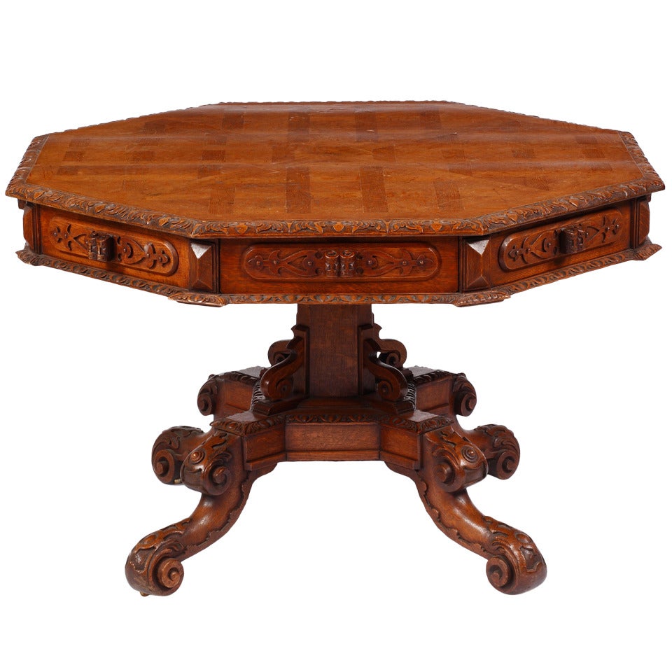 A Rare & Unusual Gothic Revival Revolving Rent Table For Sale