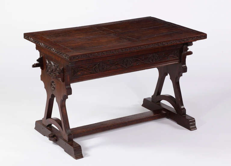 A Rare 18th Century 
Walnut Center Table
Possibly Iberian

The rectangular top over a carved frieze 
with two drawers resting on a joined stretcher base

Height 28 ½ in.  Width 43 in.  Depth 27 ½ in.

Tab INV.96
