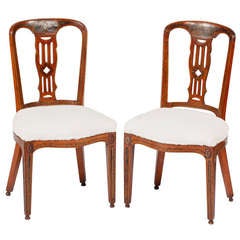 Antique A Pair of Late George III Painted Satinwood Side Chairs, early19th Century