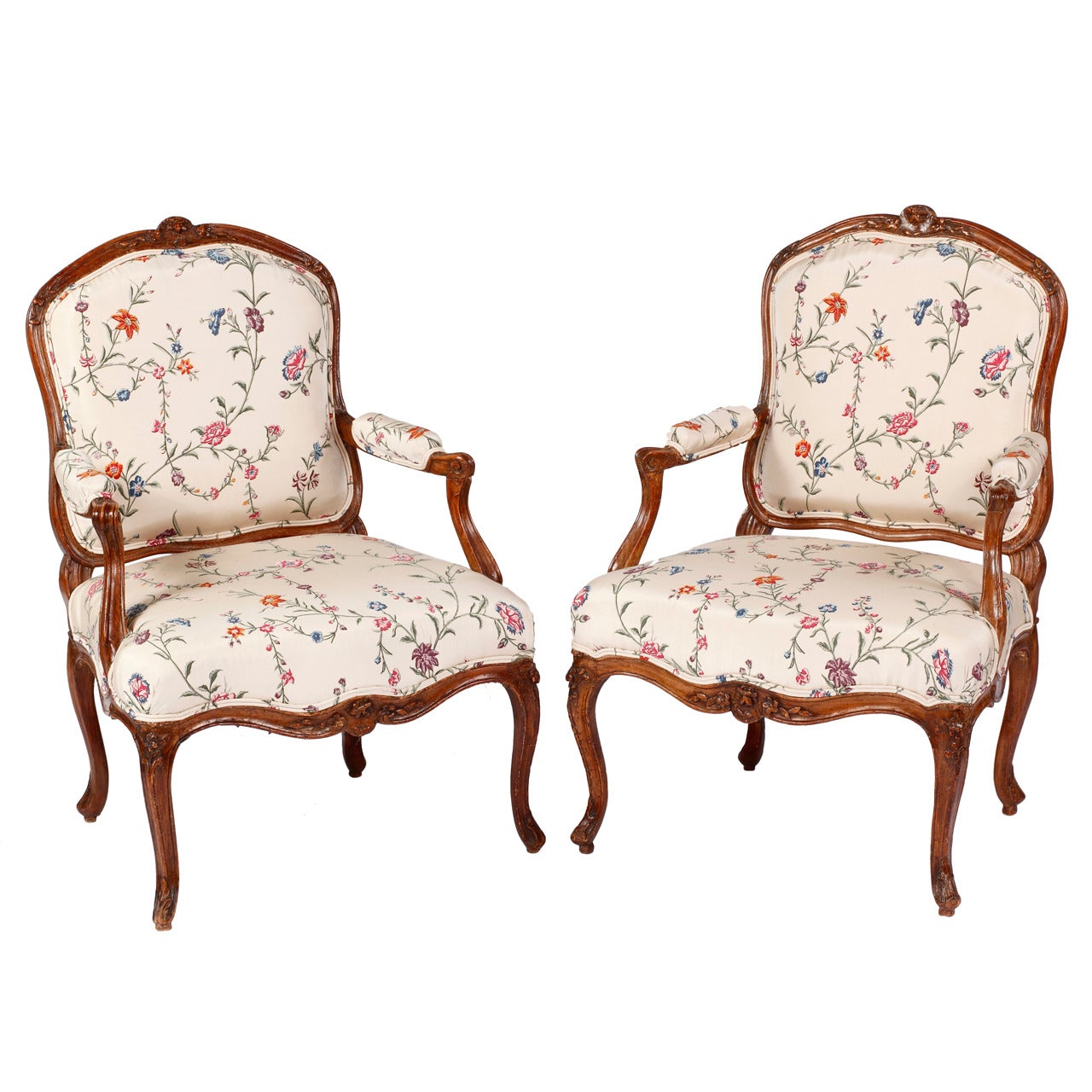 A Fine Pair of Louis XV Beechwood Fauteuils a la Reine by Nicolas Blanchard For Sale