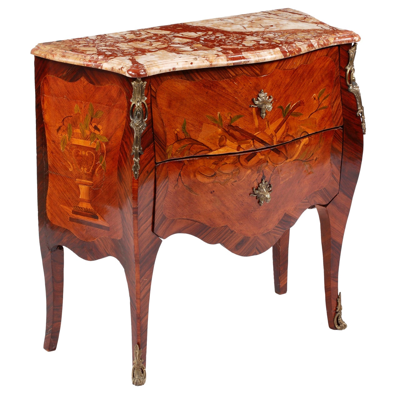 A Fine Louis XV Kingwood & Tulipwood Marquetry Commode by Leonard Boudin